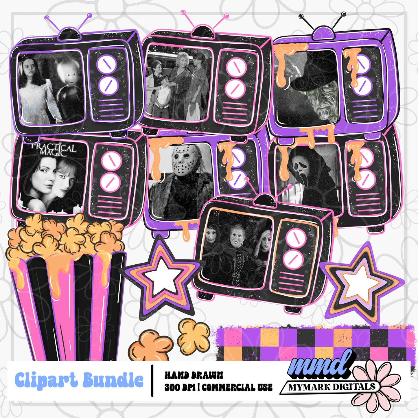 Colorful Halloween Movies TV Clipart | Aug26