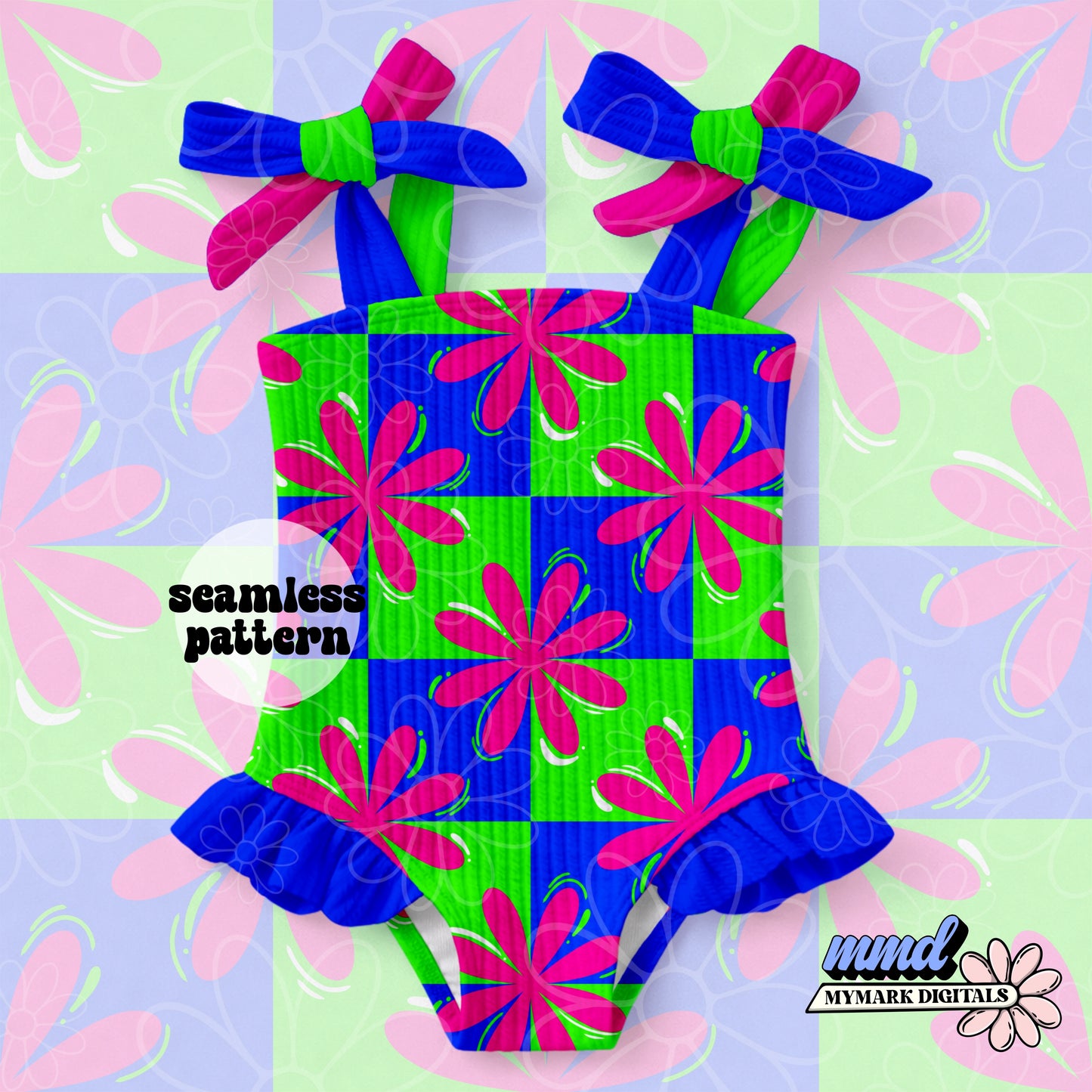 Lime Floral Neon Seamless | Swim Safe | Repeating Pattern | February 26