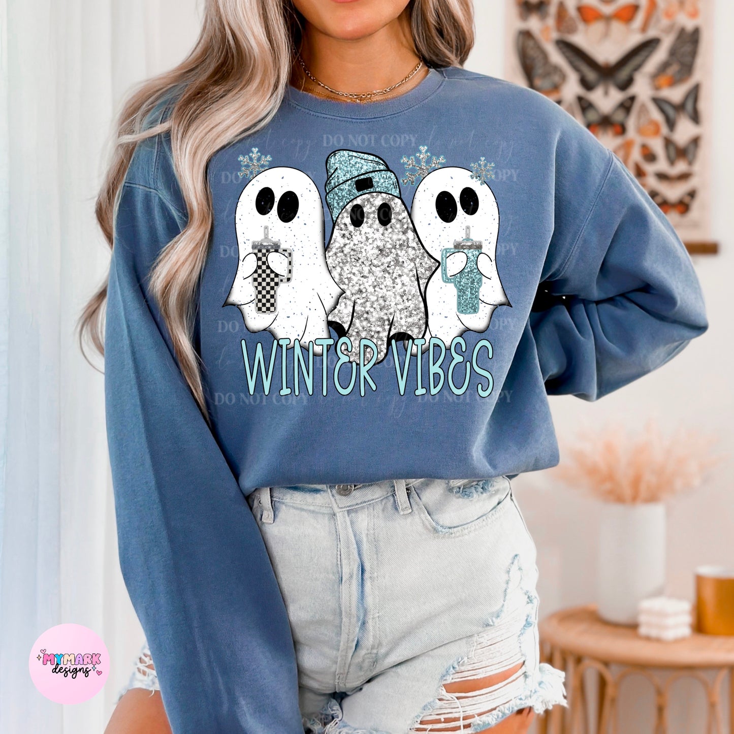 Winter Vibes Ghosties : Faux Sequins : PNG