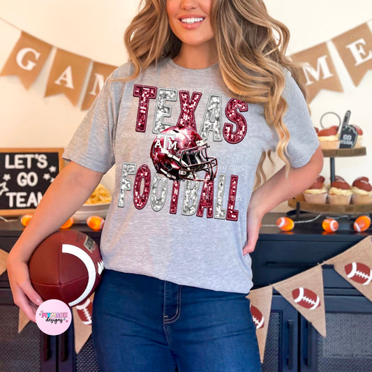 Texas A  :  Sequin faux embroidery : PNG COLLEGE