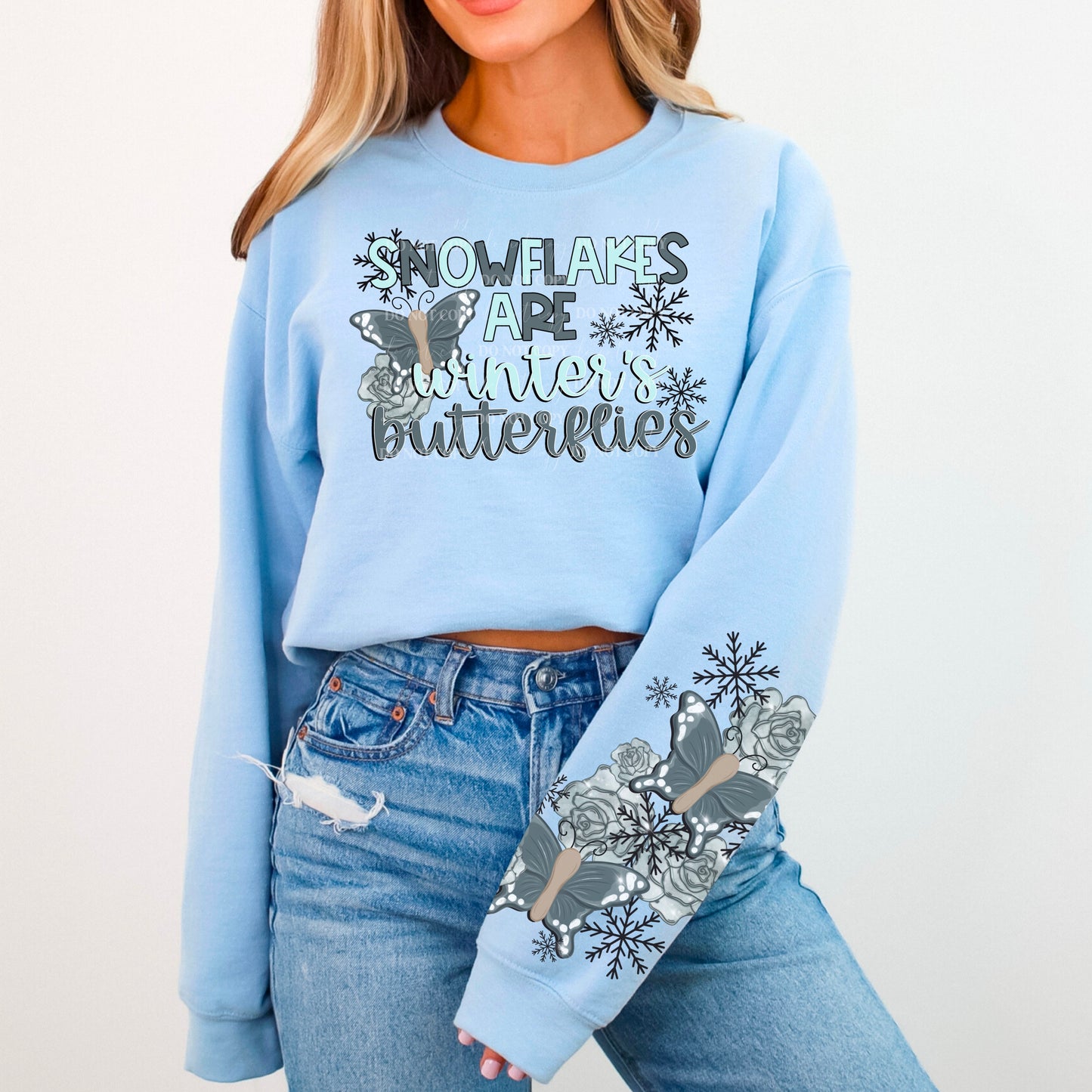 Snowflakes are winters butterglies : Sleeve combo : PNG