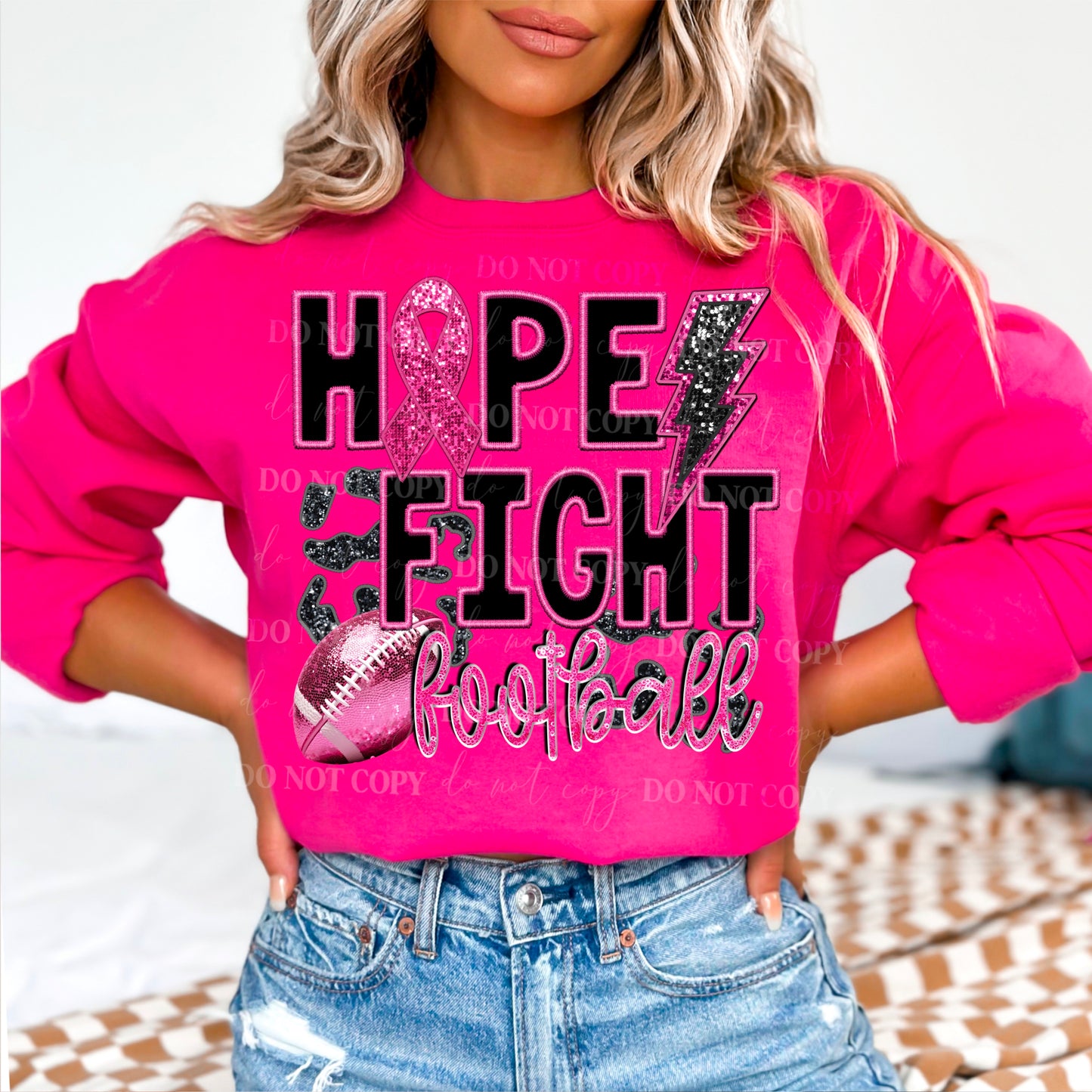 Hope, Fight, Football : Breast Cancer Awareness : PNG