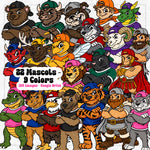 Tough Mascots | 22 Mascots Sets - 9 Colors PLUS BONUS Mascot | Google Drive Access |  Clipart | Aug26