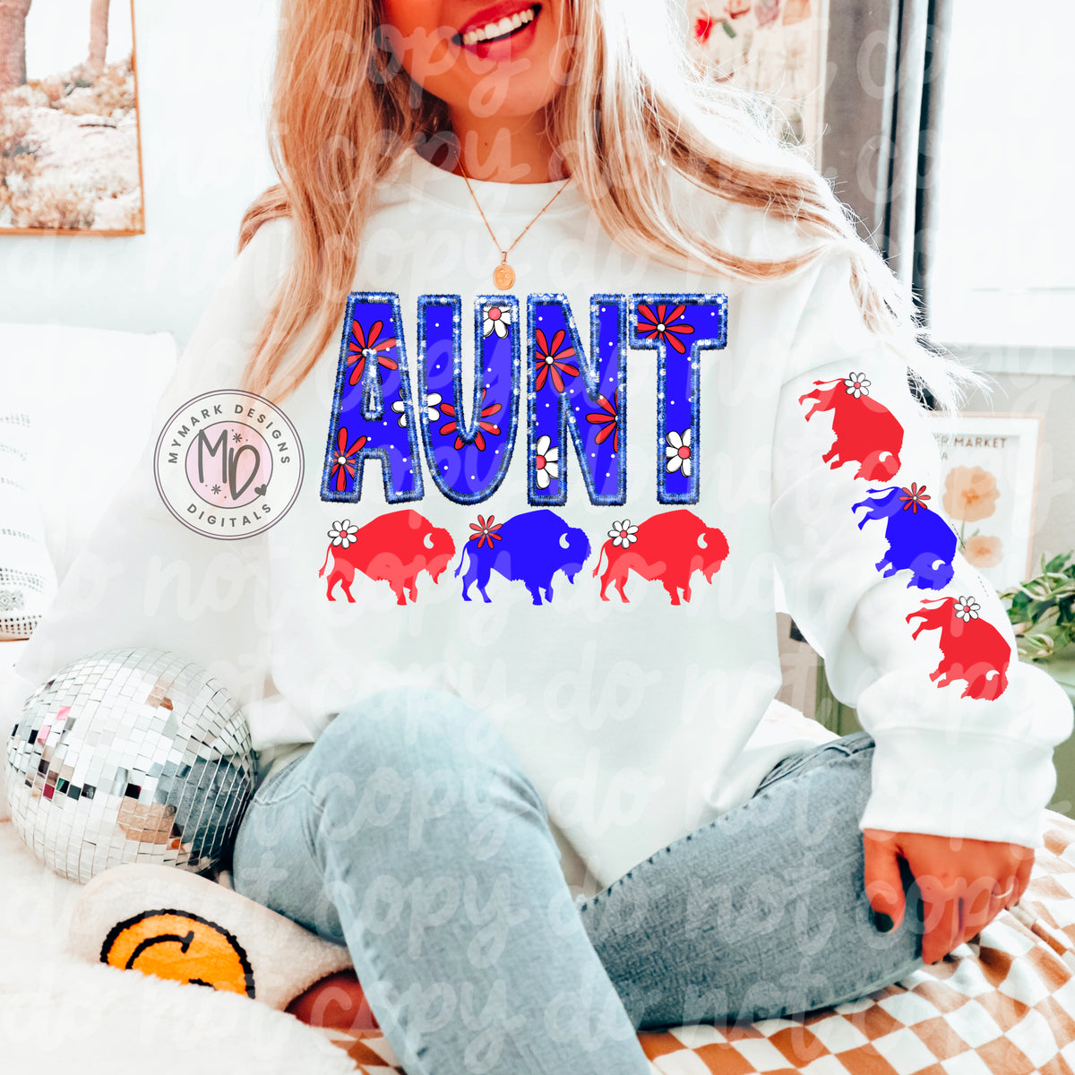 AUNT : Buffalos : Springy Red & Blue : PNG – MYMARK Digitals
