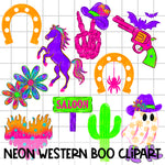 NEON WESTERN BOO CLIPART | August Clipart 25