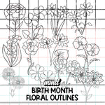 BIRTH MONTH FLORALS OUTLINE CLIPART | April 25’