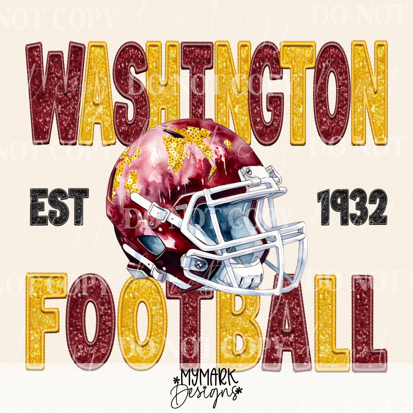 Washington Football 1932 :  sequin faux embroidery : PNG