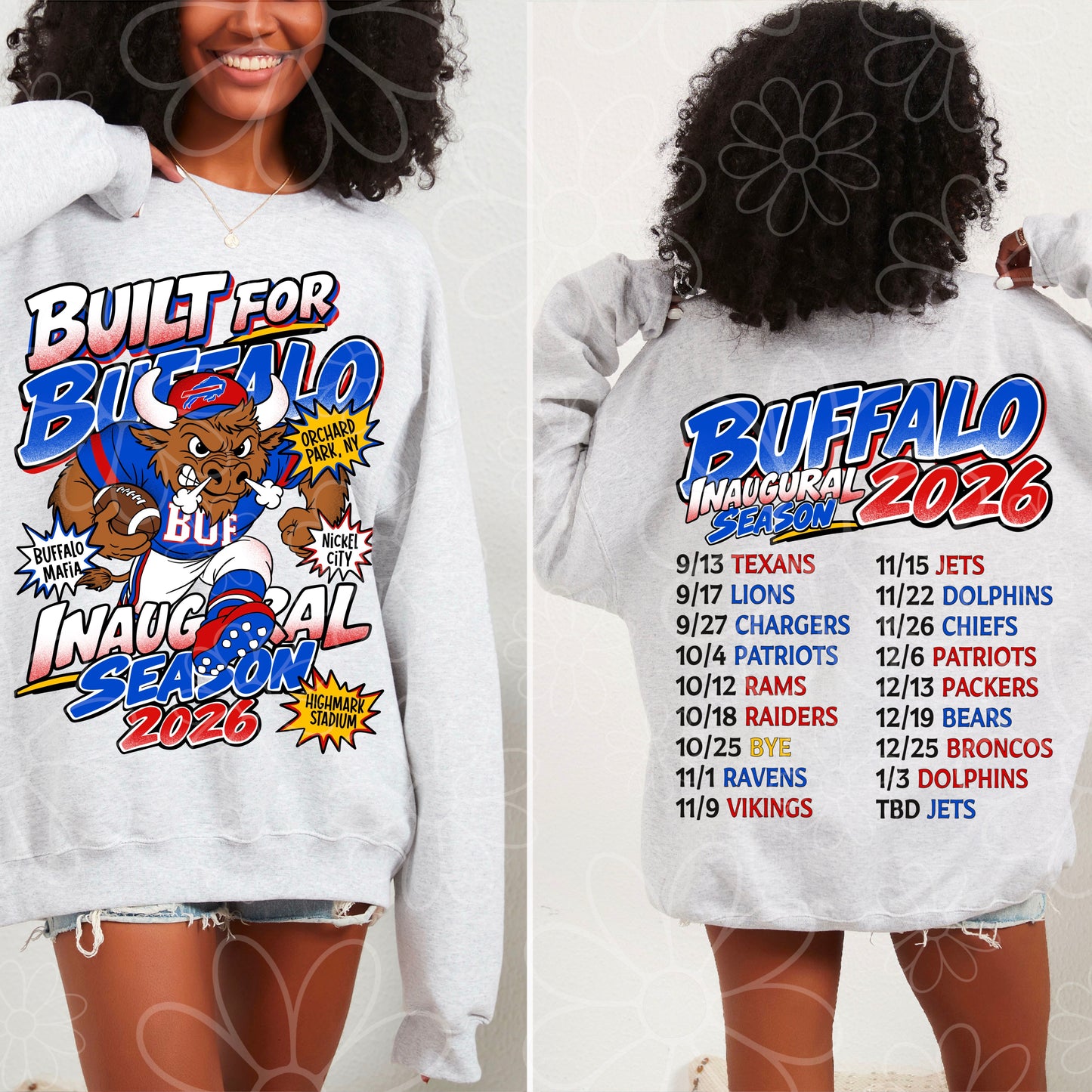 SEMI EXCLUSIVE - NO PRINTERS -| Built For Buffalo Inaugural Schedule | FRONT & BACK | 4 PNGs