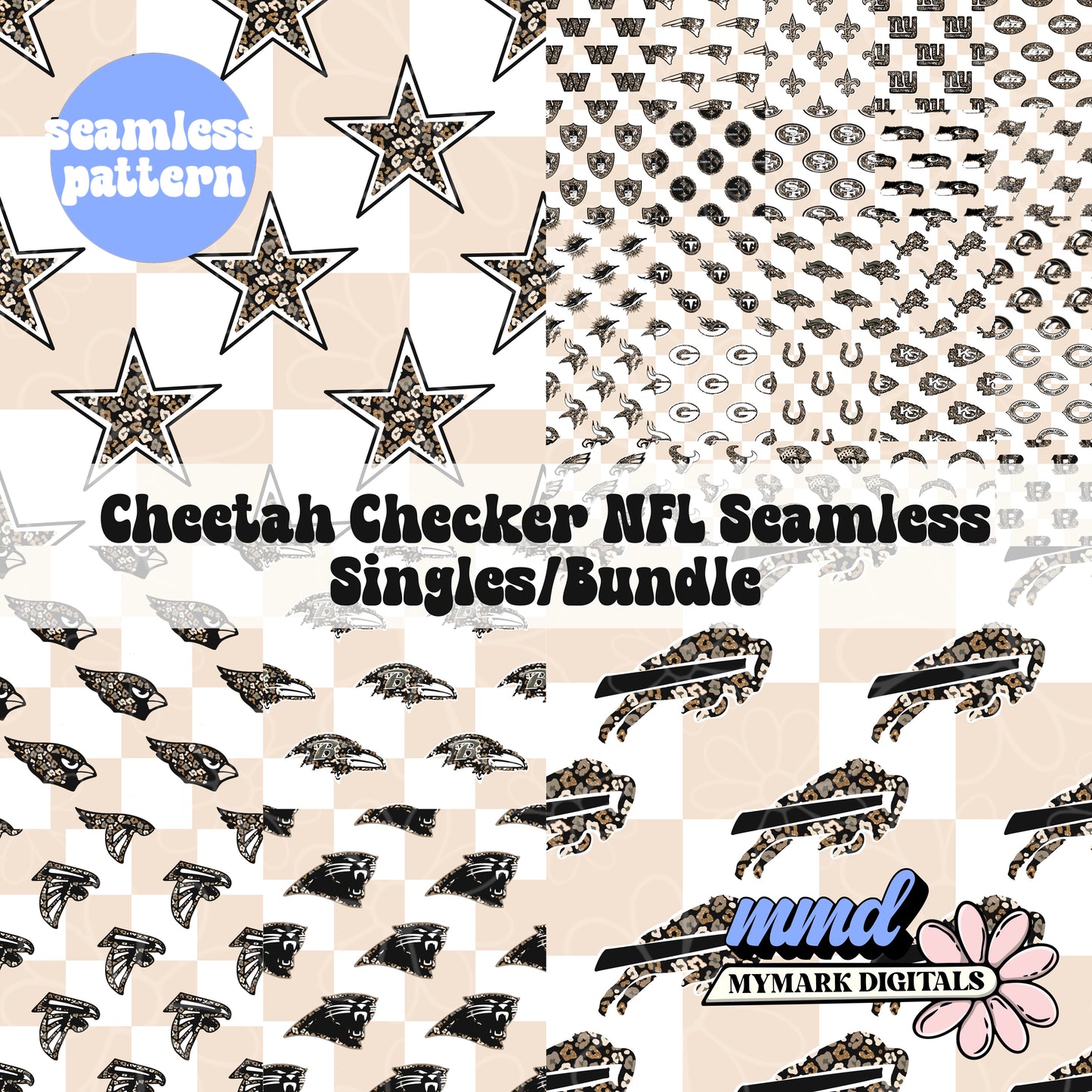 *MULTIPLE TEAMS/SINGLES/BUNDLE* Football Cheetah Checker Seamless | July 2026
