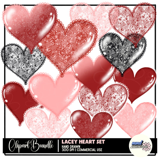 Lacey Hearts Clipart | JAN 26
