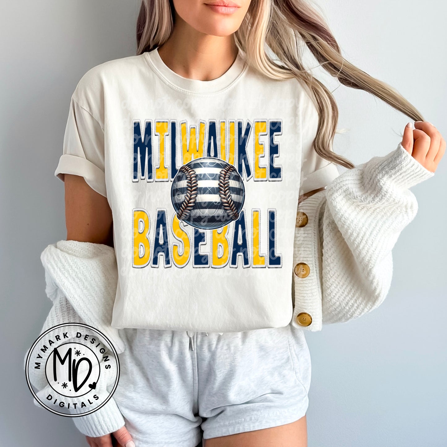 Milwaukee Baseball : Faux Embroidery : PNG