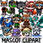 CHECKER PRINT MASCOT Clipart - 100+ Mascots | Singles Available