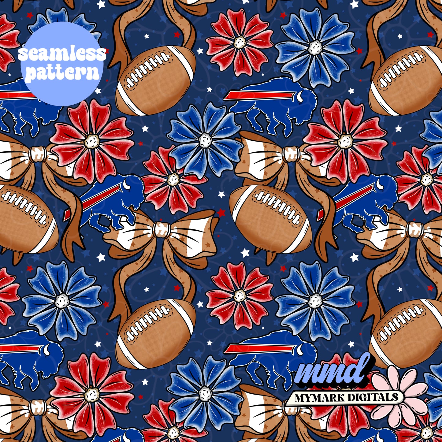 Buffalo Football Floral Seamless | Repeating Pattern