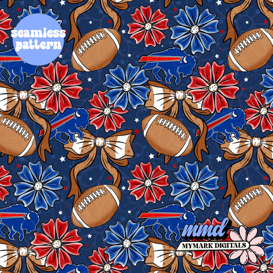 Buffalo Football Floral Seamless | Repeating Pattern