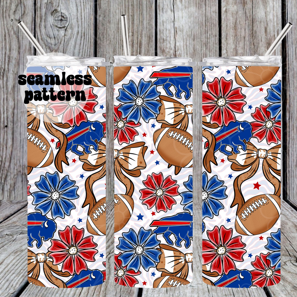 Buffalo Football Floral Seamless | Repeating Pattern