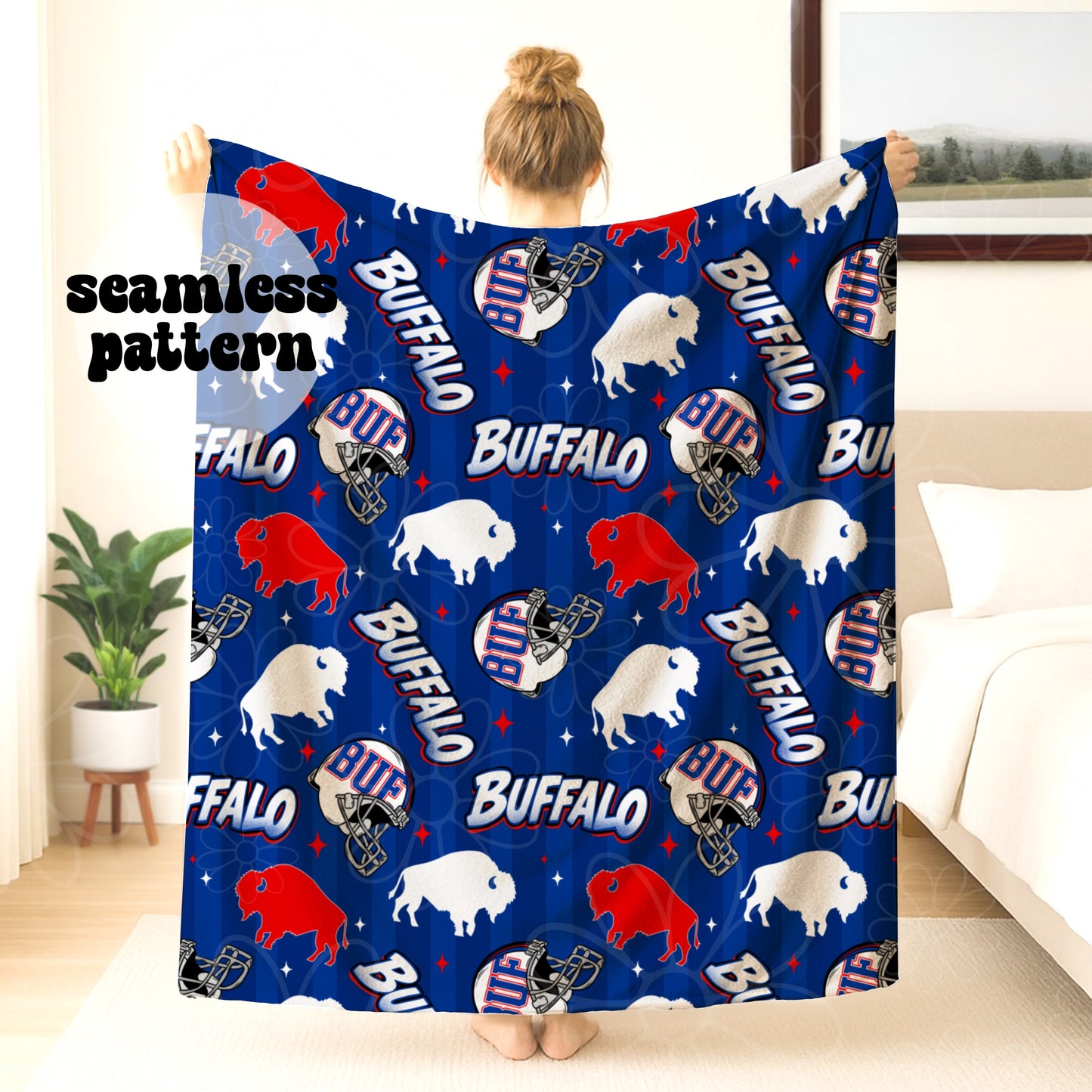 Classic Buffalo Football Seamless | Repeating Pattern