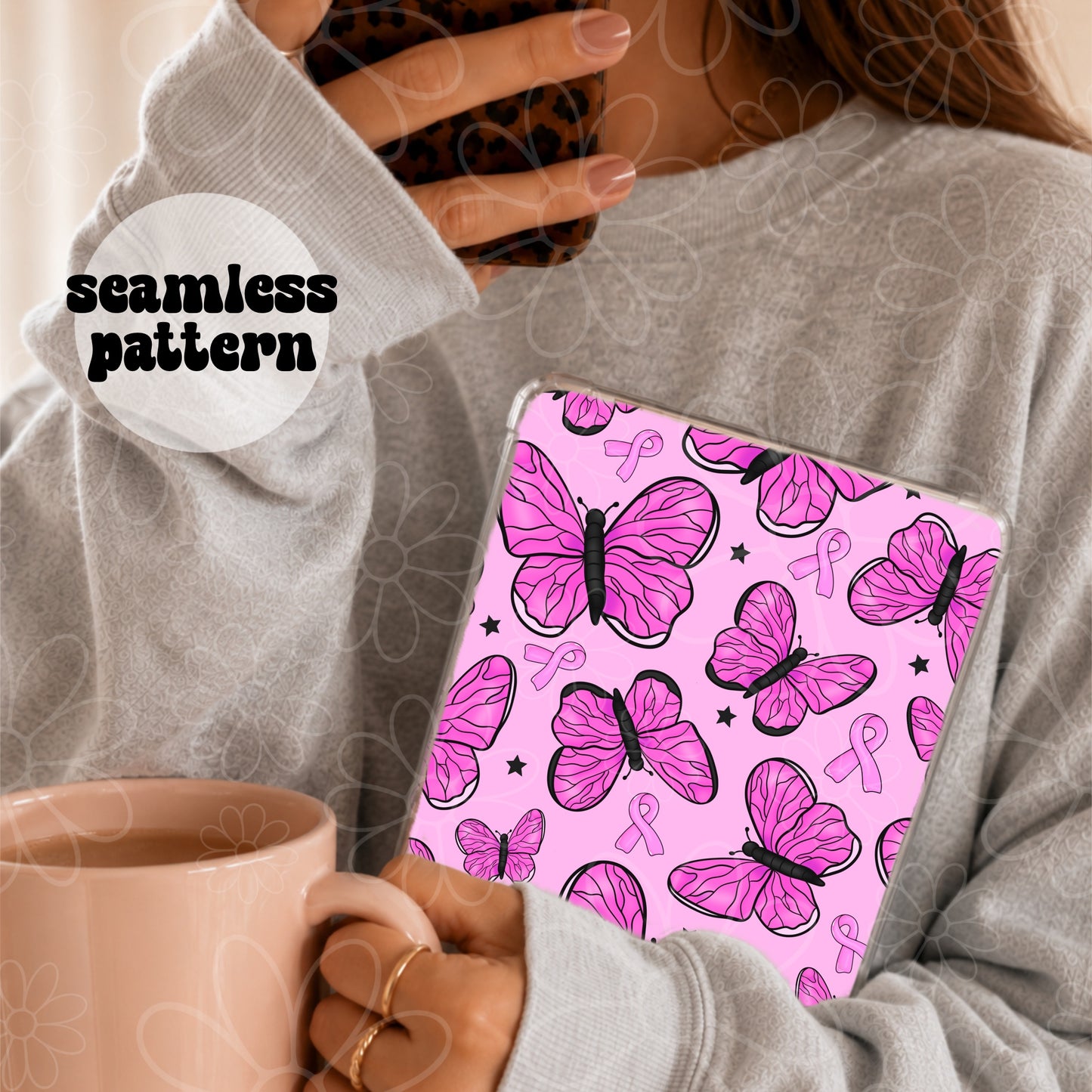 Breast Cancer Butterflies Seamless | Repeating Pattern