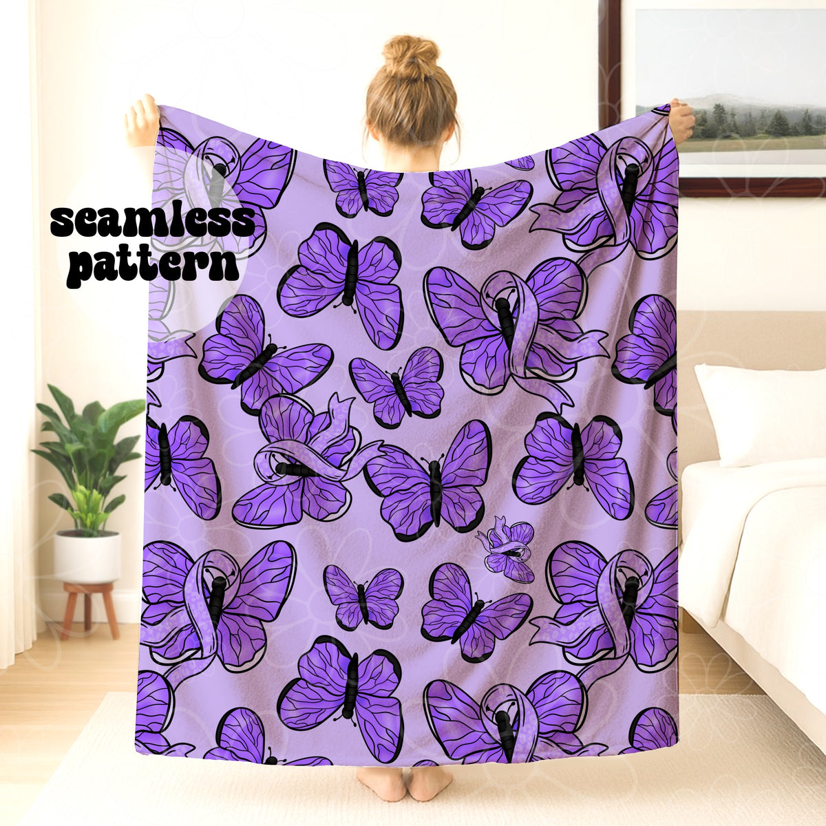 Purple Awareness Butterflies Seamless | Repeating Pattern