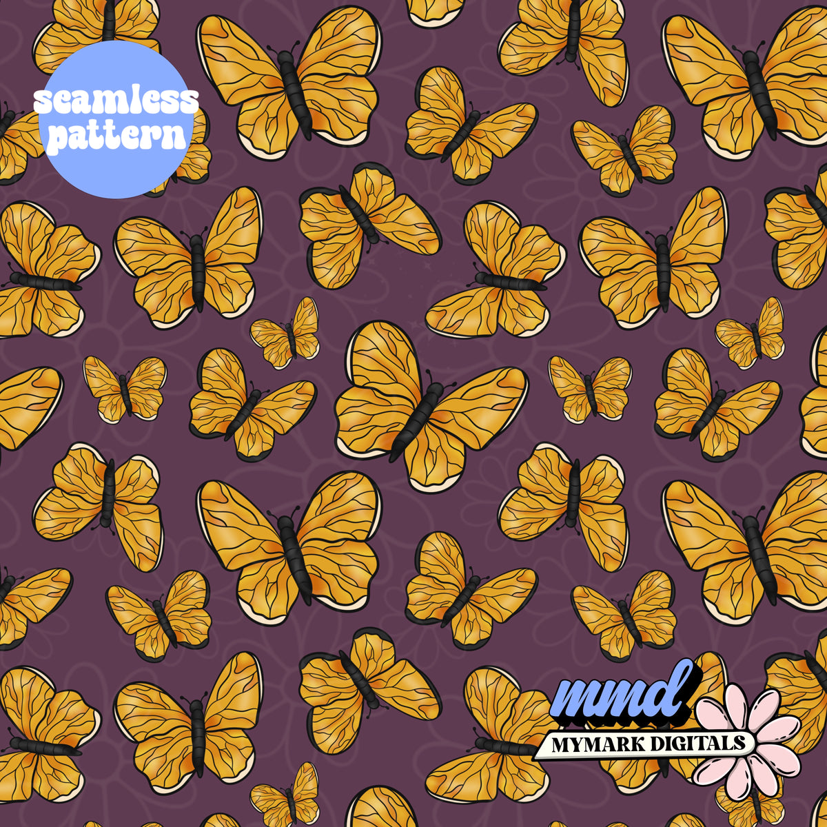 Yellow Butterflies Seamless | Repeating Pattern