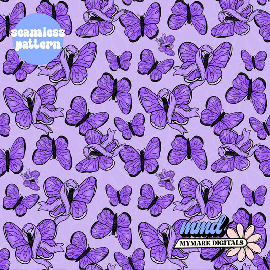 Purple Awareness Butterflies Seamless | Repeating Pattern