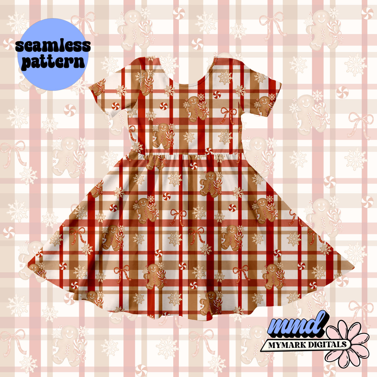 Gingerbread Christmas Plaid Seamless