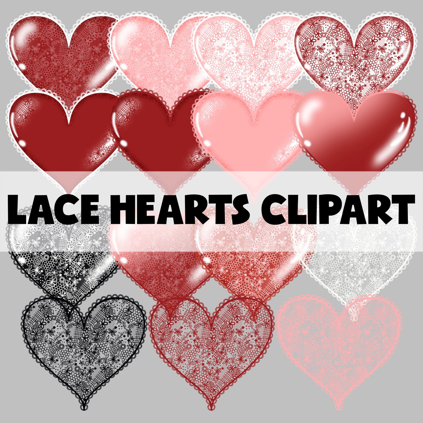 Lacey Hearts Clipart | JAN 26