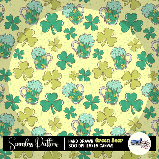 Green Beer Seamless | Repeating Pattern | January 2025