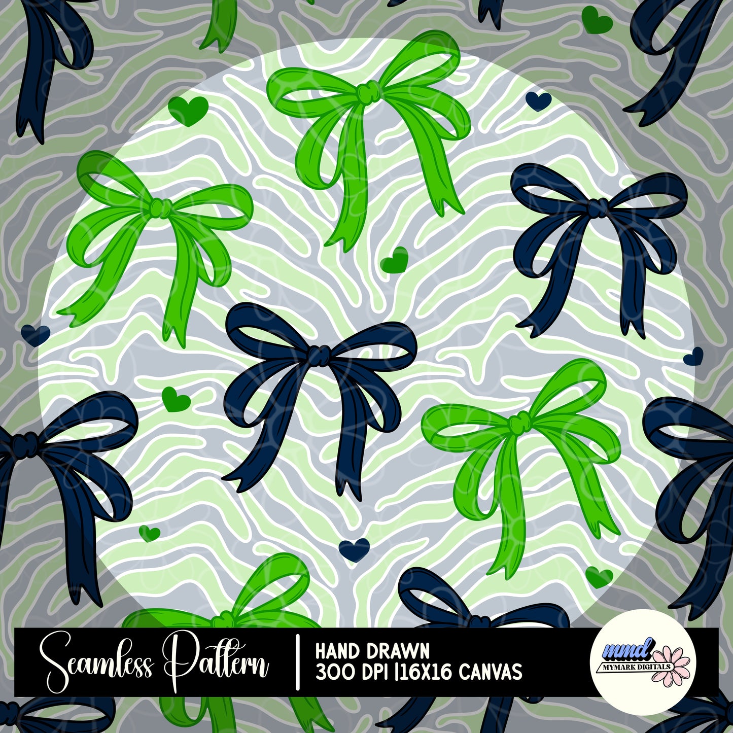 Seattle Stripes Bow Seamless | Repeating Pattern | January 26