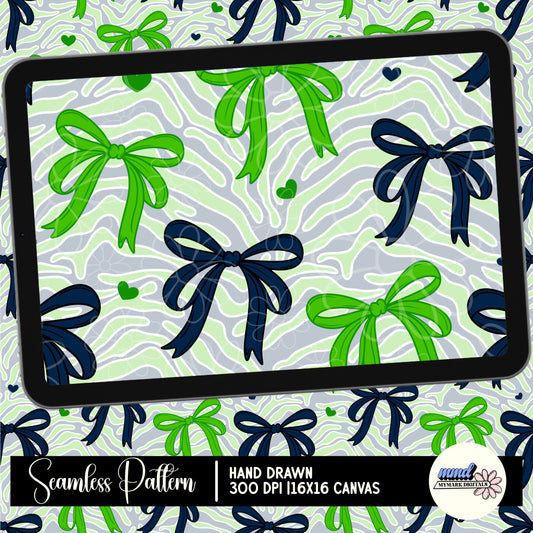 Seattle Stripes Bow Seamless | Repeating Pattern | January 26