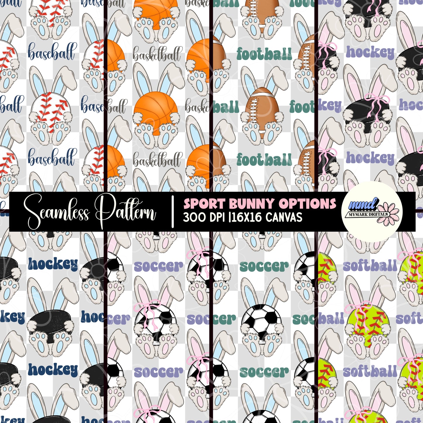 Sport Bunny Seamless | MULTIPLE SPORT OPTIONS | Repeating Pattern | FDD
