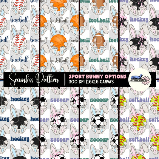 Sport Bunny Seamless | MULTIPLE SPORT OPTIONS | Repeating Pattern | FDD