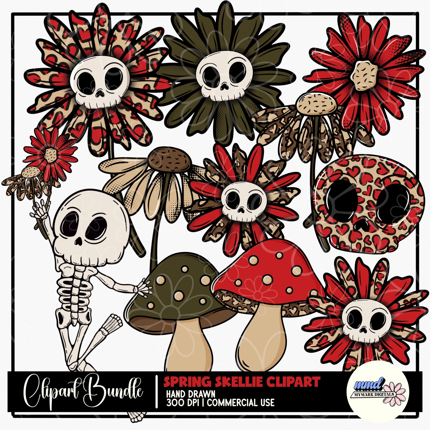 Spring Skellies Clipart | FEB CLIPART 26