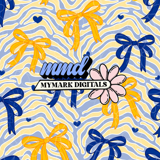 Buffalo Hockey Spirit Stripes and Bows Seamless | Repeating Pattern
