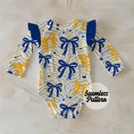 Buffalo Hockey Spirit Stripes and Bows Seamless | Repeating Pattern