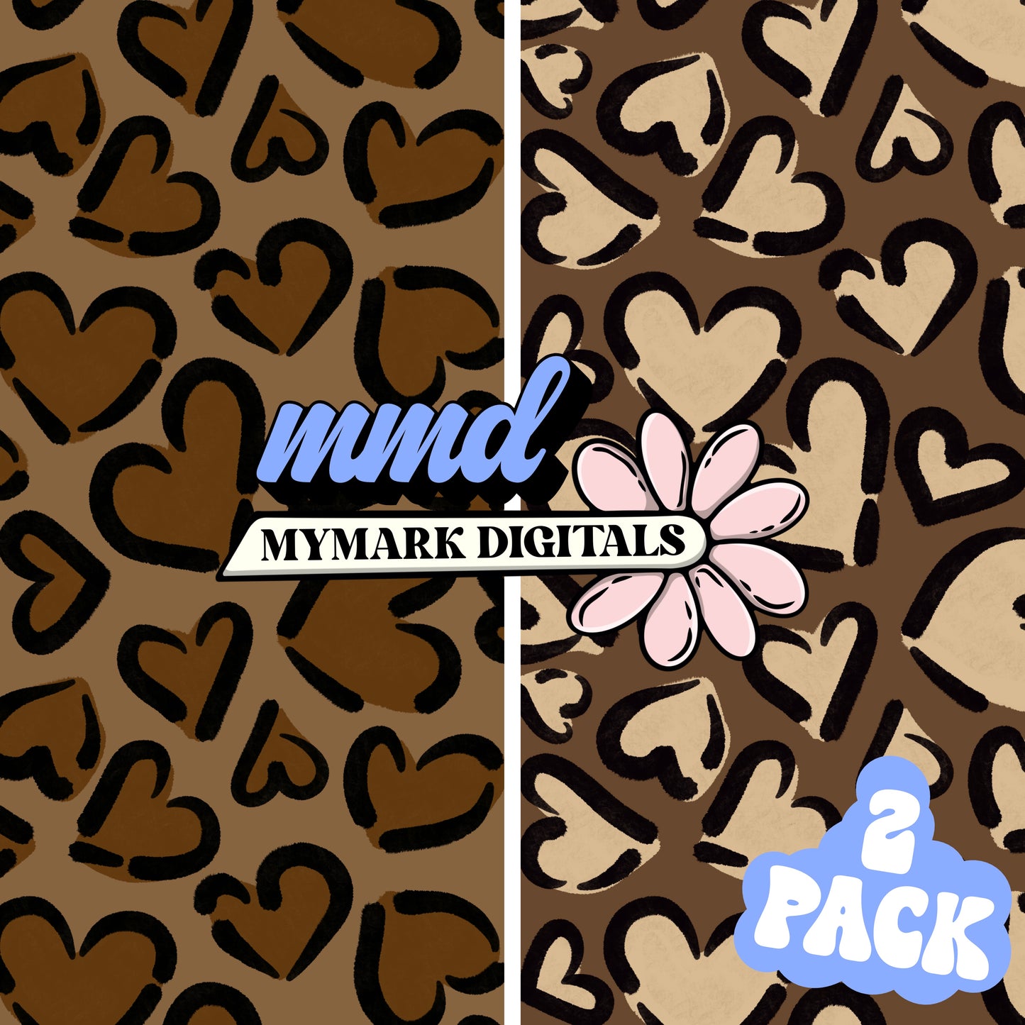 Cheetah Hearts Seamless | Neutral Combo | Repeating Pattern