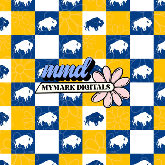 Buffalo Hockey Checker Seamless | Repeating Pattern