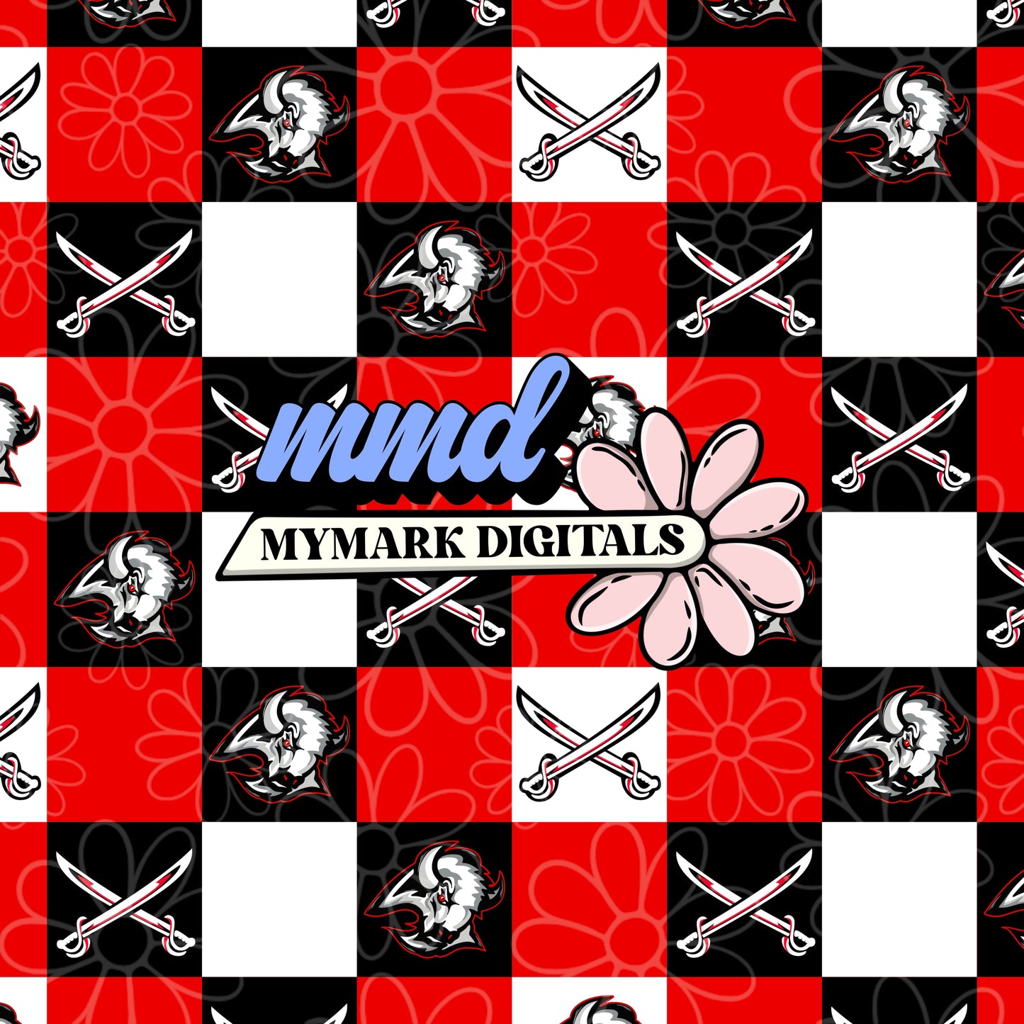 Retro Buffalo Hockey Checker Seamless | Repeating Pattern