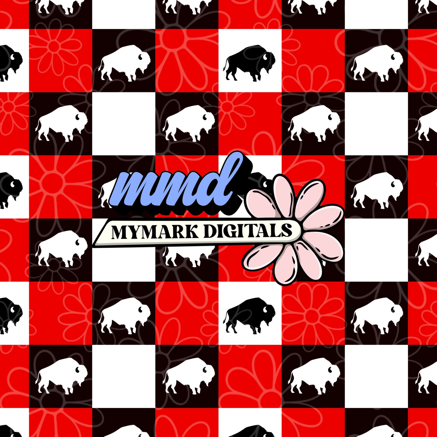 Retro Buffalo Hockey Checker Seamless | Repeating Pattern