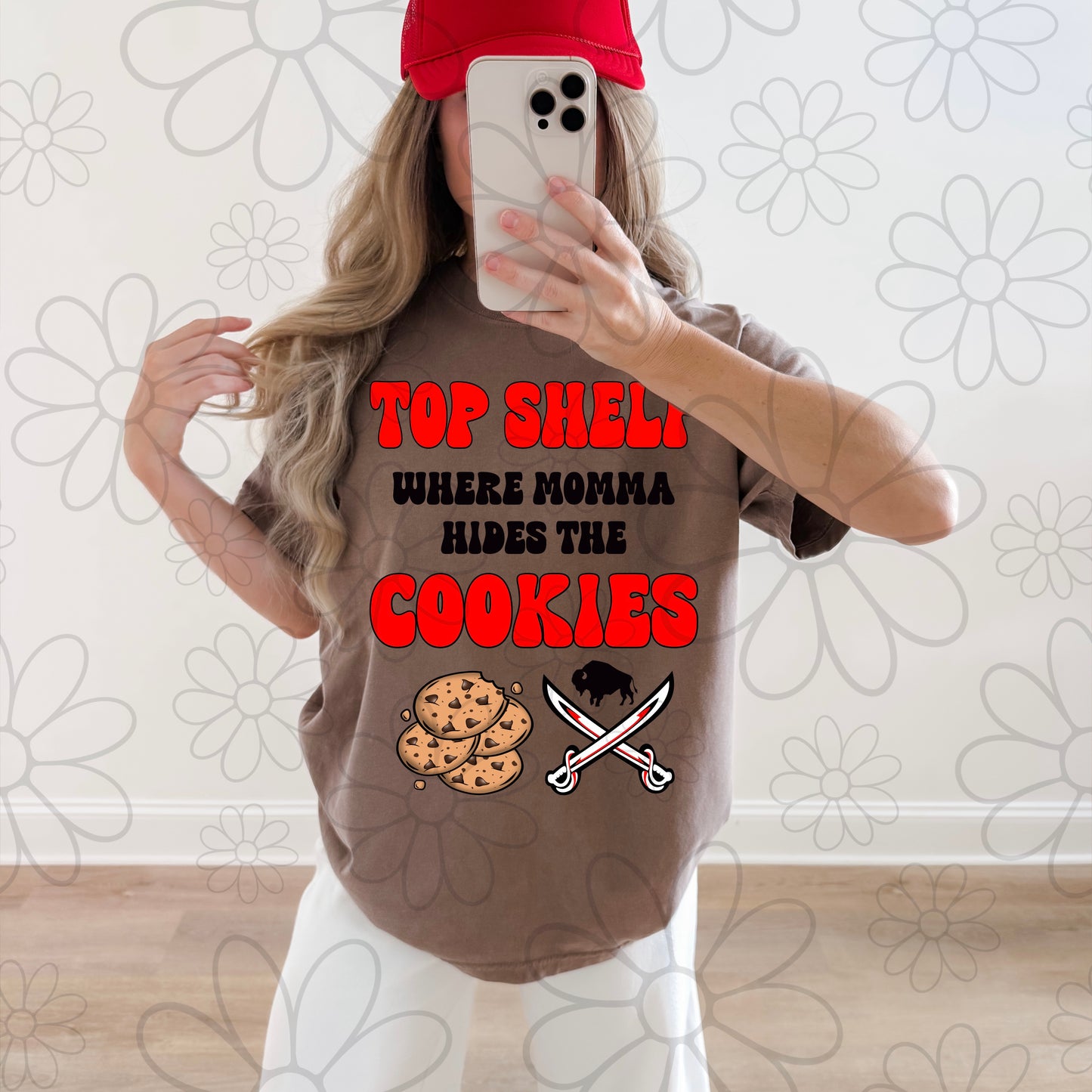 Top Shelf Where Momma Hides The Cookies | PNG | Buffalo Hockey Retro