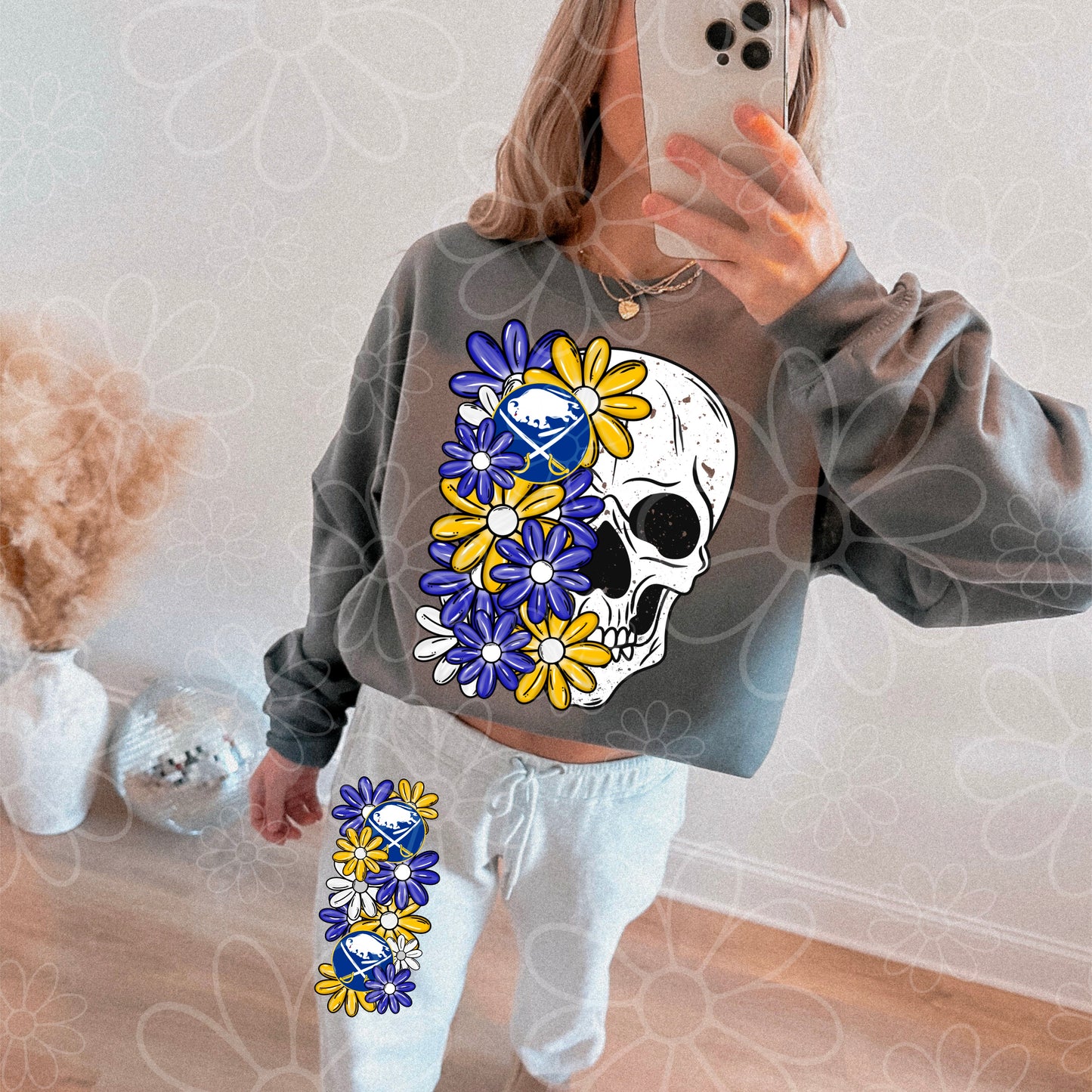 Buffalo Hockey - Skull Half Floral