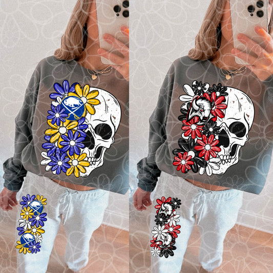Buffalo Hockey - Skull Half Floral