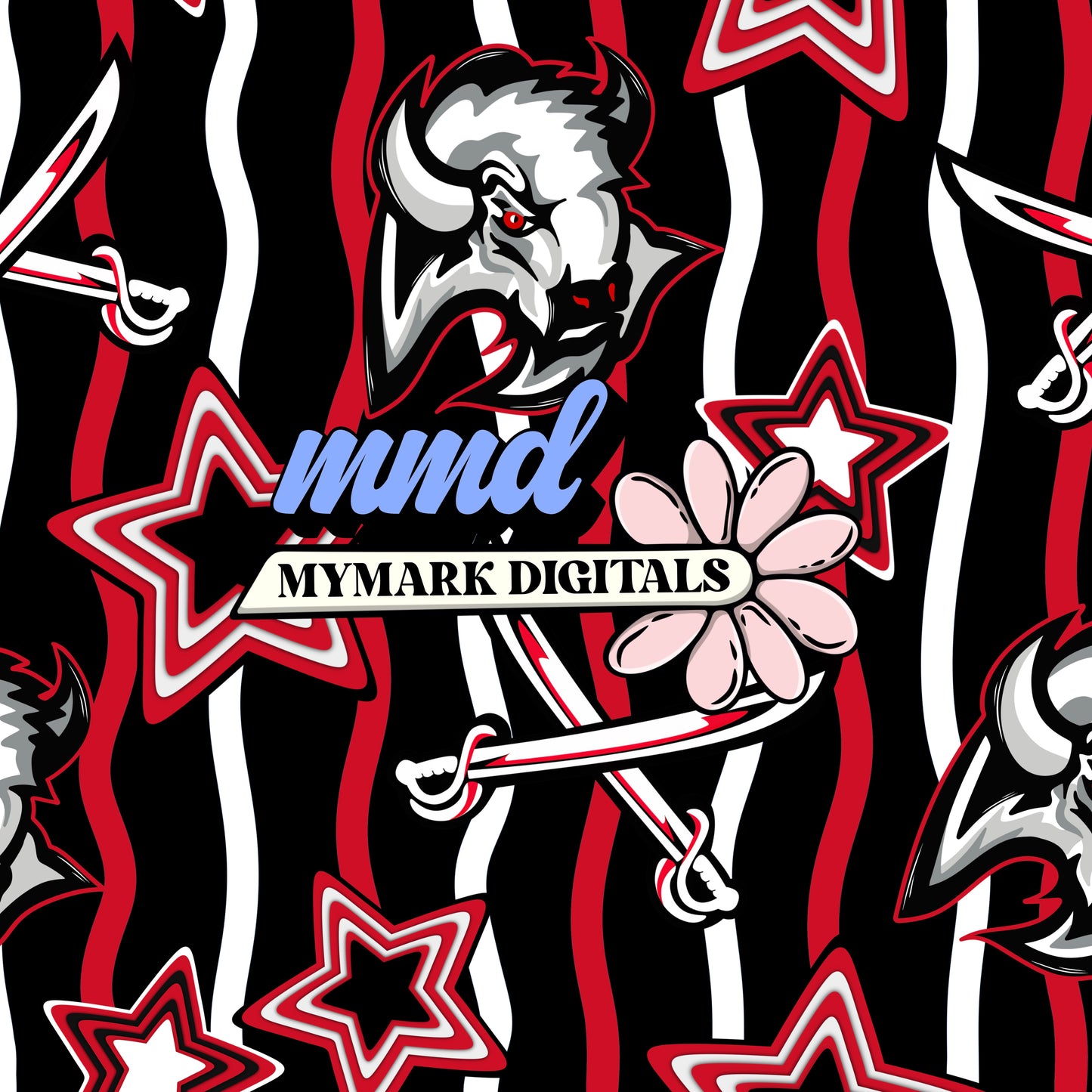 Buffalo Hockey Retro Wavy Line Seamless | Repeating Pattern