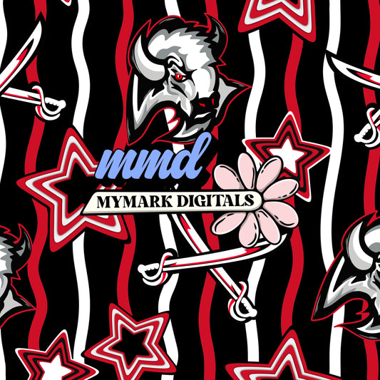 Buffalo Hockey Retro Wavy Line Seamless | Repeating Pattern