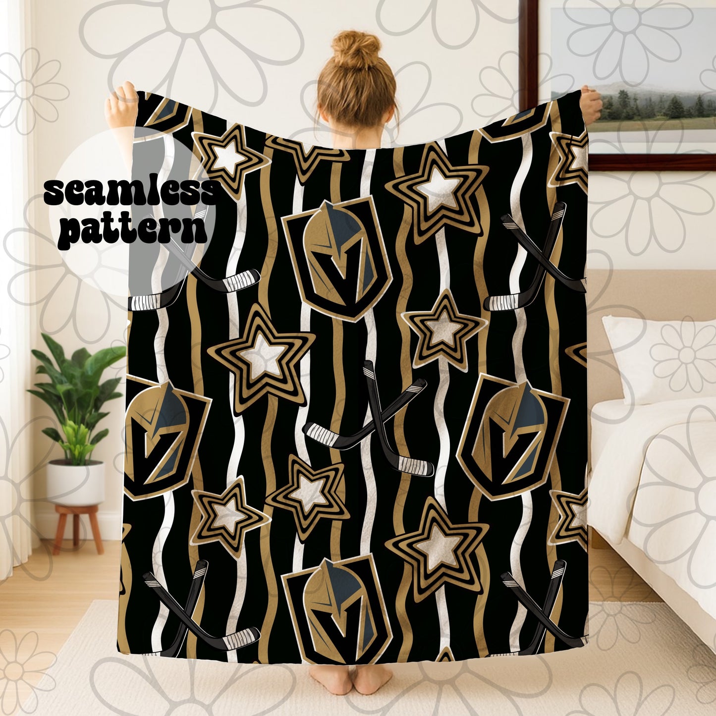 Vegas Hockey Wavy Line Seamless | Repeating Pattern
