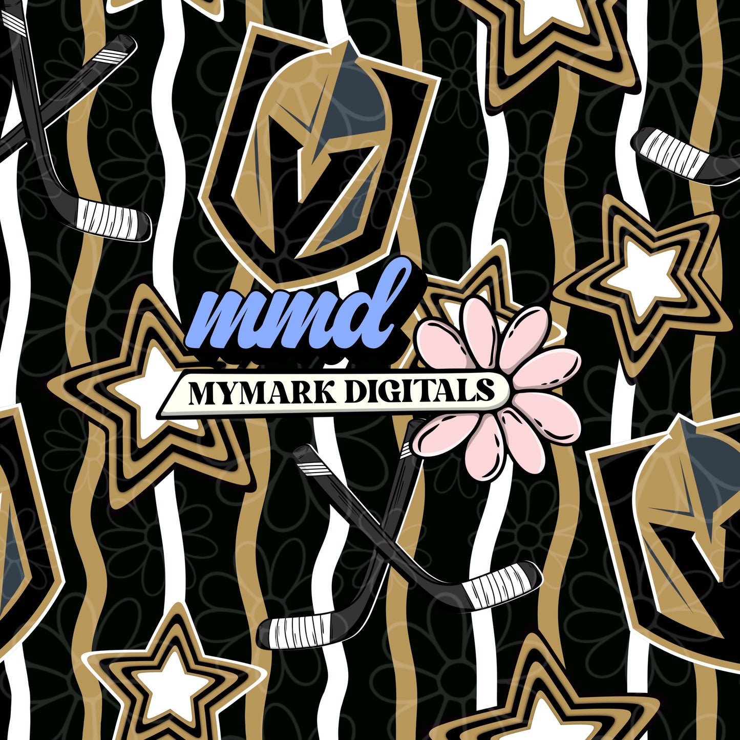 Vegas Hockey Wavy Line Seamless | Repeating Pattern