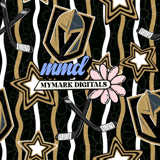 Vegas Hockey Wavy Line Seamless | Repeating Pattern