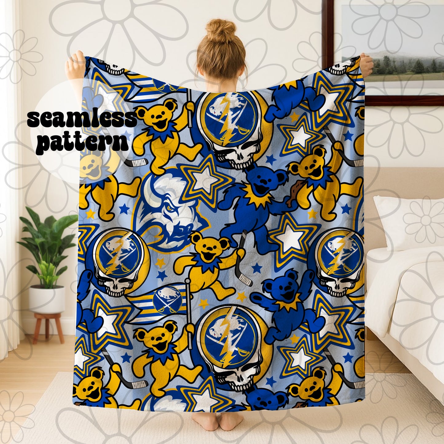 Buffalo Hockey Chaotic Grateful Seamless | Repeating Pattern