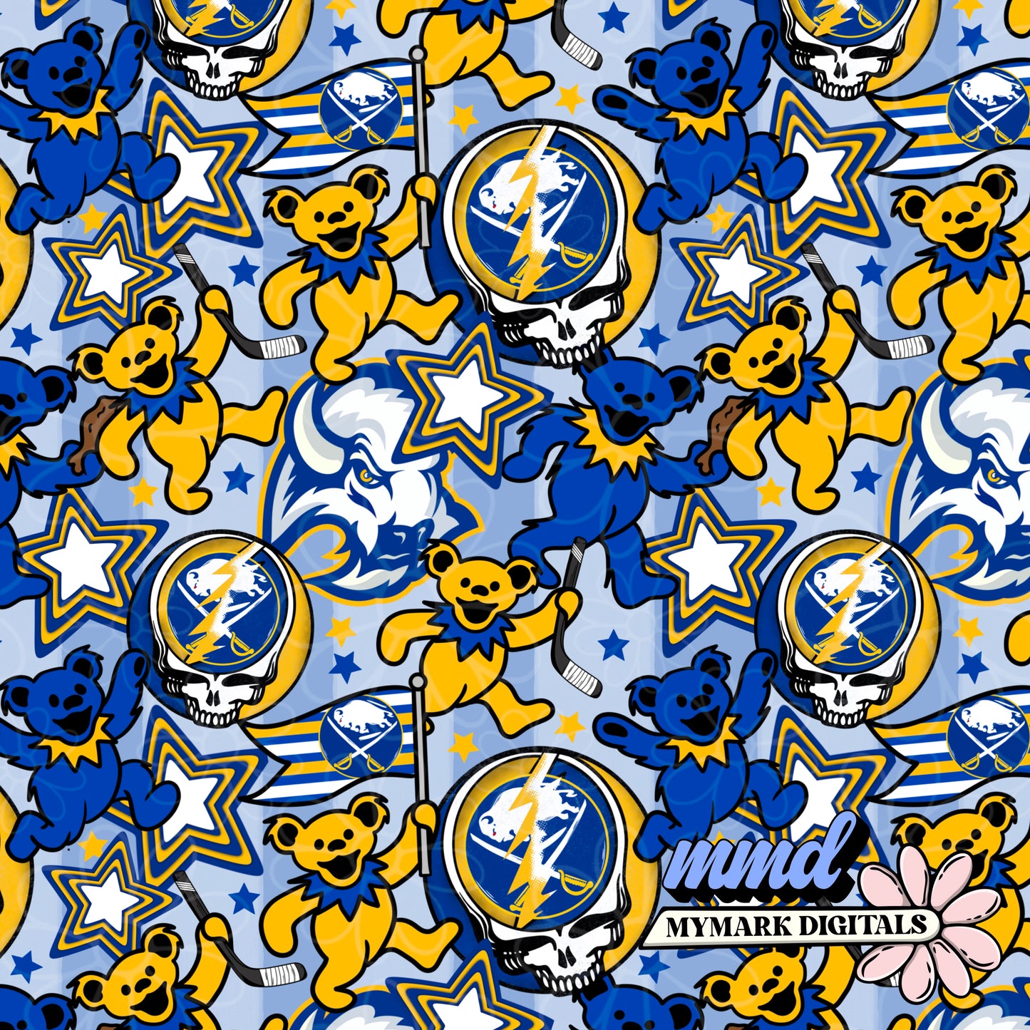 Buffalo Hockey Chaotic Grateful Seamless | Repeating Pattern