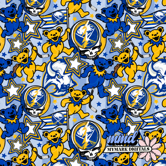 Buffalo Hockey Chaotic Grateful Seamless | Repeating Pattern