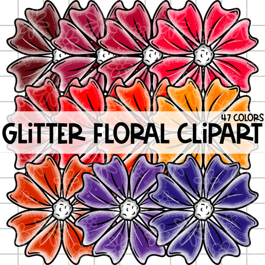 Glitter Floral Clipart | September Clipart 25
